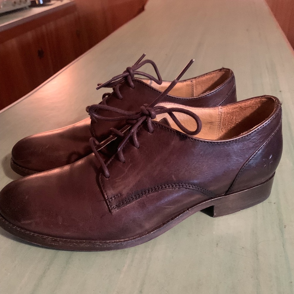 Womens Frye Pre-Loved Brown Leather Melissa Oxford Shoes Size 7.5 B